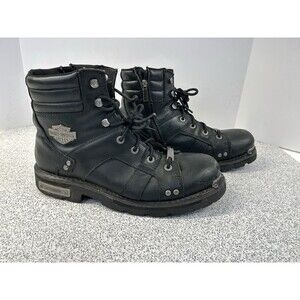 Harley Davidson Riding Boots Men 13 Black Leather 6" Ankle Zip